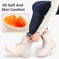 thumbnail image 4 of Women's Fashion Low Heel Warm Booties Winter Ankle Boots Lace-Up Combat Booties Beige White US 6, 4 of 7