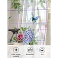 thumbnail image 6 of Sheer Curtains 54 Inch Length 2 Panels Set for Kitchen, Spring Semi Sheer Curtains for Windows, Bicycles Botanical Leaves Rose Colorful Stripes Voile Window Treatments Rod Pocket Curtain, 6 of 7