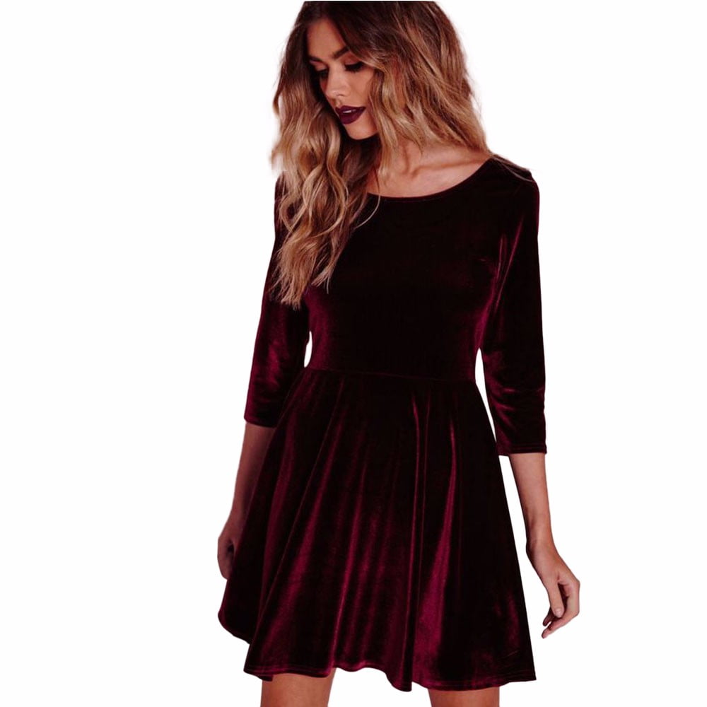 womens red velvet dress