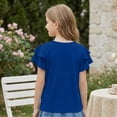 thumbnail image 4 of CCRFTGI Shirts for Kids Girls Size 7 Ruffle Short Sleeve Casual Tee Shirt Girls Fashion Little V Neck Summer Shirts Classic Tees Royal Blue 9-10 Years, 4 of 6