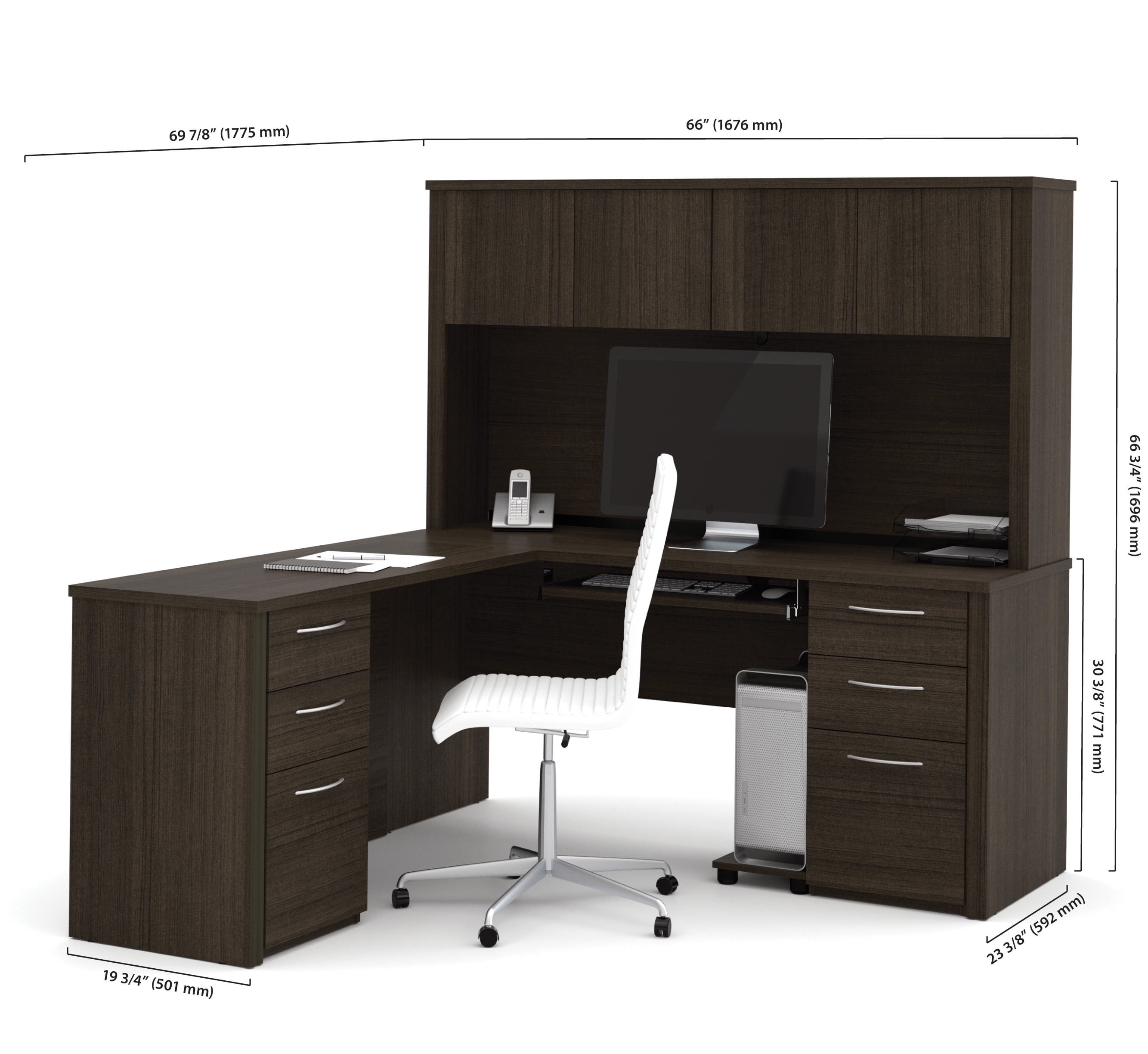 Embassy 66 L Shaped Desk In Dark Chocolate Walmart Com