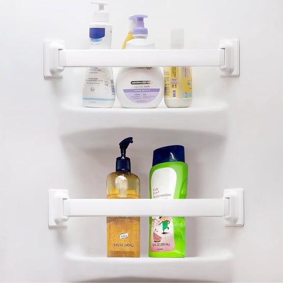 Adjustable RV Shower Corner Storage Bar- Durable Aluminum Caddy for Organization- Perfect Travel Trailer, Camper Inside and 2 Packs