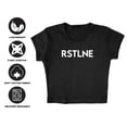 thumbnail image 4 of Popfunk Wheel of Fortune RSTLNE Women's Cap Sleeve Baby Rib Crop Top, Black, Medium, 4 of 5