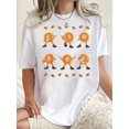 thumbnail image 1 of Women's Casual Round Neck T-Shirt with Autumn Elements and Mooncake Print, Comfortable Summer Top, Polyester Spandex Blend, Machine Washable, 1 of 6