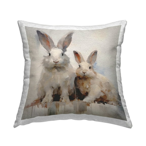 Stupell Industries Fluffy Spring Rabbits Design by Arlington Prints Outdoor Printed Pillow