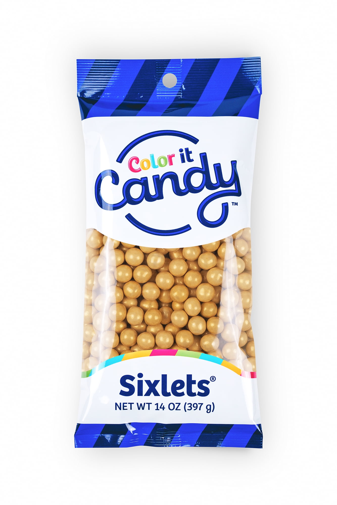 Color It Candy Shimmer Gold Decorative Candy Buffet Sixlets, 14 oz