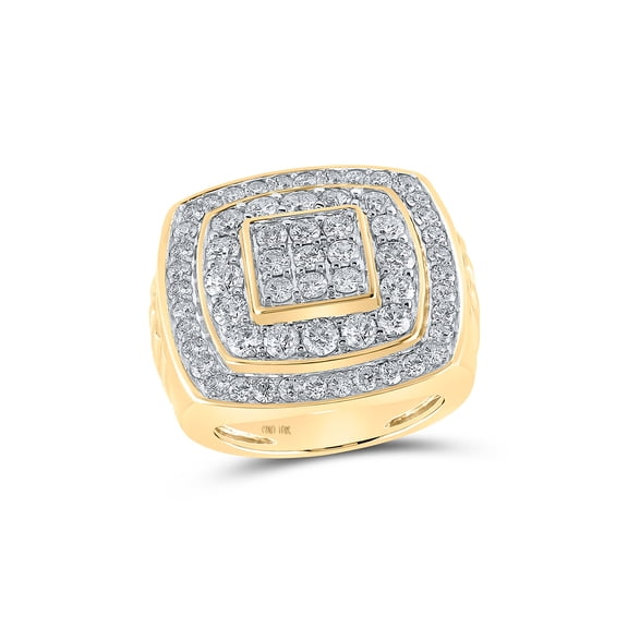 10kt Yellow Gold Mens Round Diamond Nested Square Ring 4 Cttw
