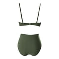 thumbnail image 4 of Womens Bikini Swimsuit Metallic Buckle Tankini Top High Waist Bottom Two Piece Swimwear Tummy Control Bathing Suit, 4 of 4