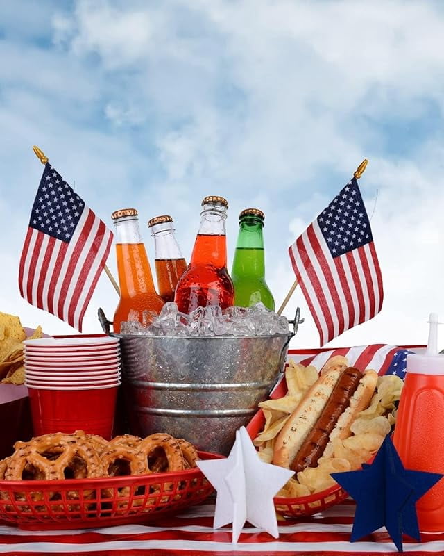 12 Pack 5x8 Inch Small American Flags on stick, Mini Hand Held Flags,Perfect Independence Day, 4th of July, Memorial Day,Patriotic Holiday Yard Patio Decorations