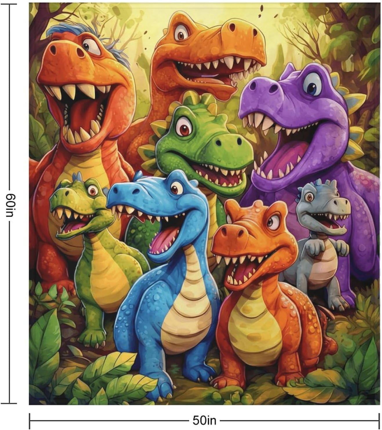 Dinosaur Blanket for Boys & Kids - Blanket Boom Ultra Soft Flannel Fleece Throw, Cute 3D Dino Print Plush Bed Blanket for Toddlers, Cozy Warm for Couch Sofa & Travel, 50"x60"