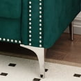 thumbnail image 6 of 83'' Luxury Comfy Velvet Sofa with 2 Pillows, Large Upholstered 3-Seat Couch with Tufted Backrest, Front Stud Trim and Silver Metal Legs for Living Room, Apartment, Dorm, Office, Green, 6 of 9