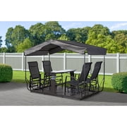 Sojag Houston 4-Seat Outdoor Glider With Canopy, Weather-Resistant Aluminum Frame, Tempered Glass Top Table and Footrest Included, Charcoal