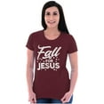 thumbnail image 4 of Fall for Jesus Autumn Vibes Womens Fitted Plus Size Graphic Tee Brisco Brands 2X, 4 of 5