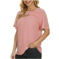 thumbnail image 1 of Pompotops Mode Femmes Été Décontracté en Vrac à Manches Courtes Pullove Solide Chemisier T-Shirt, 1 of 3