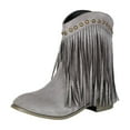 thumbnail image 2 of Women Ankle Boots Women's Fashionable Casual Versatile Cool Winter Tassel Sleeve Boots Short Boots Thick Heel Ankle Boots Gray 38, 2 of 7
