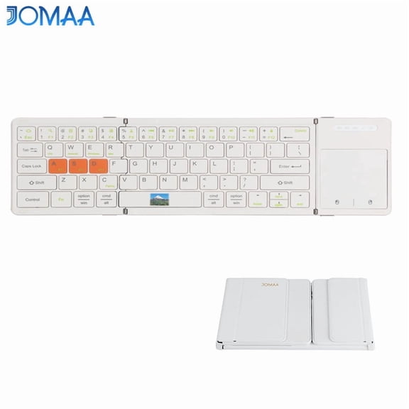 Jomaa Bluetooth Foldable Keyboard with Touchpad Left Right Keys Rechargable Wireless Keyboard for Windows Mac OS Laptop Tablets