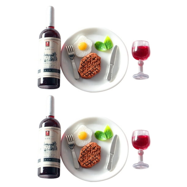 FELTECHELECTR 2 juegos de minicasas, comida y bebida, modelo en miniatura, comida de imitación, juguete, minidecoración de cocina