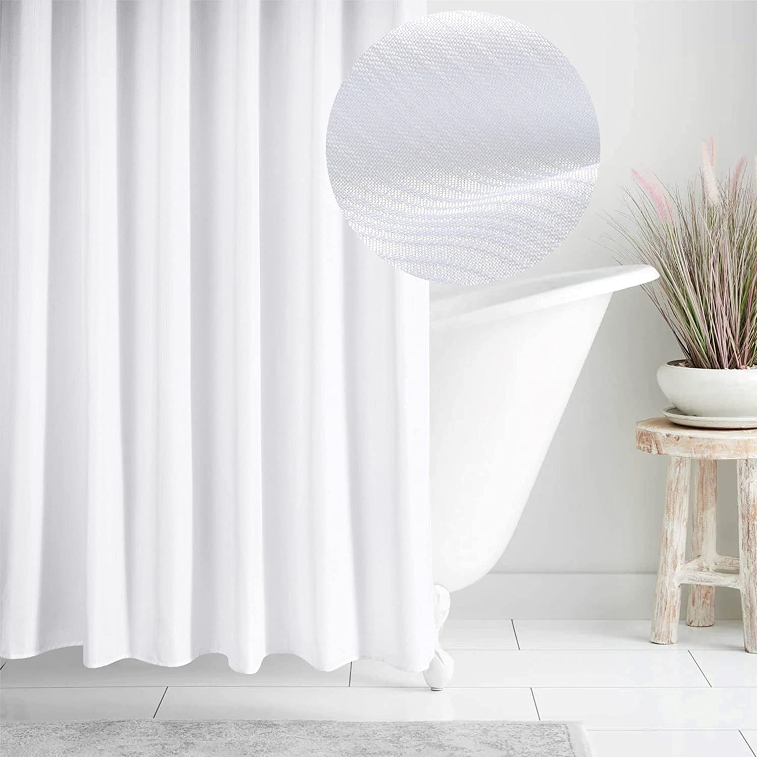 MWYY White Shower Curtains for Bathroom 72 Inch Waterproof Washable