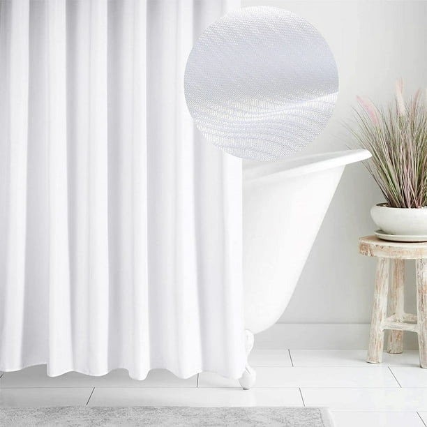 PopKozzi Linen Style Shower Curtain 72x72 Inch White Waterproof