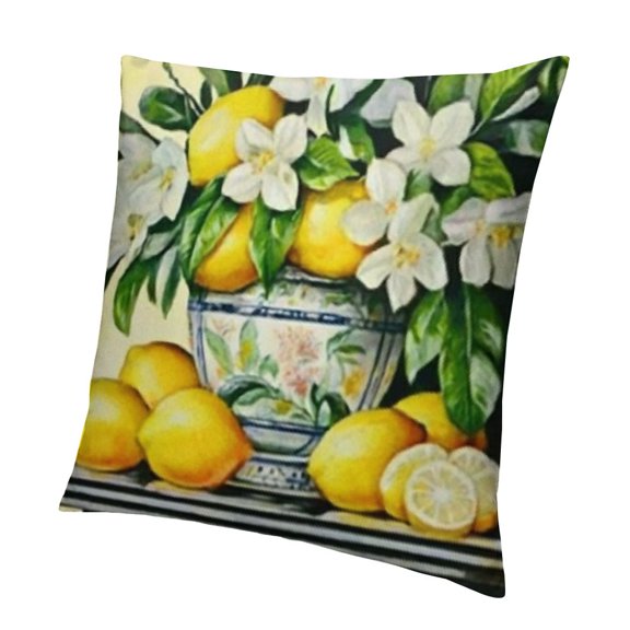 Pillow Covers Black White Buffalo Truck with Flowers Leaves Black White Buffalo Lemon