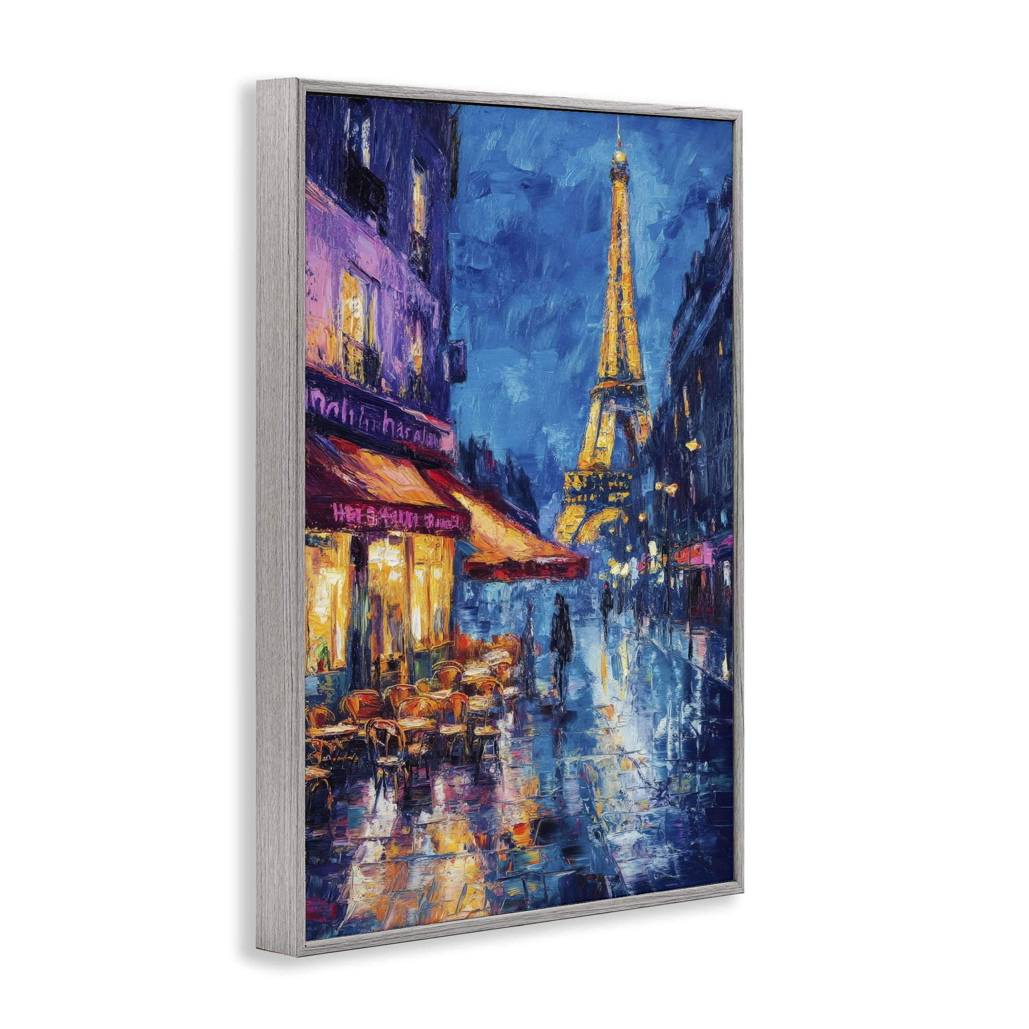Stupell Industries Dusk Paris Street Scene Gray Framed Giclee Art, design by Petal Prints Design
