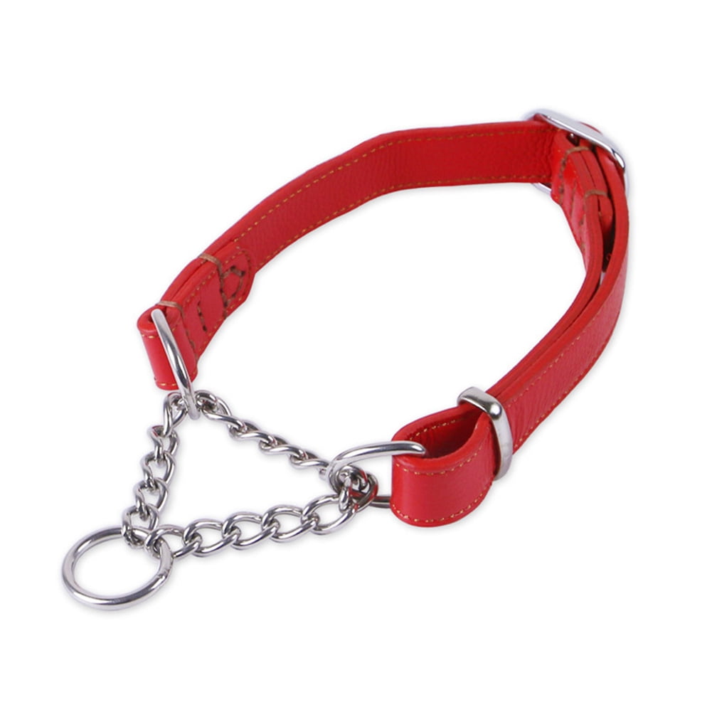 Martingale Dog Collar Training Leather Pet Choke Collars Stainless