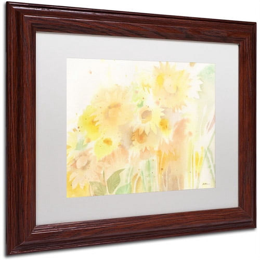Trademark Fine Art "Amid Sunflowers" Canvas Art by Sheila Golden, White Matte, Wood Frame