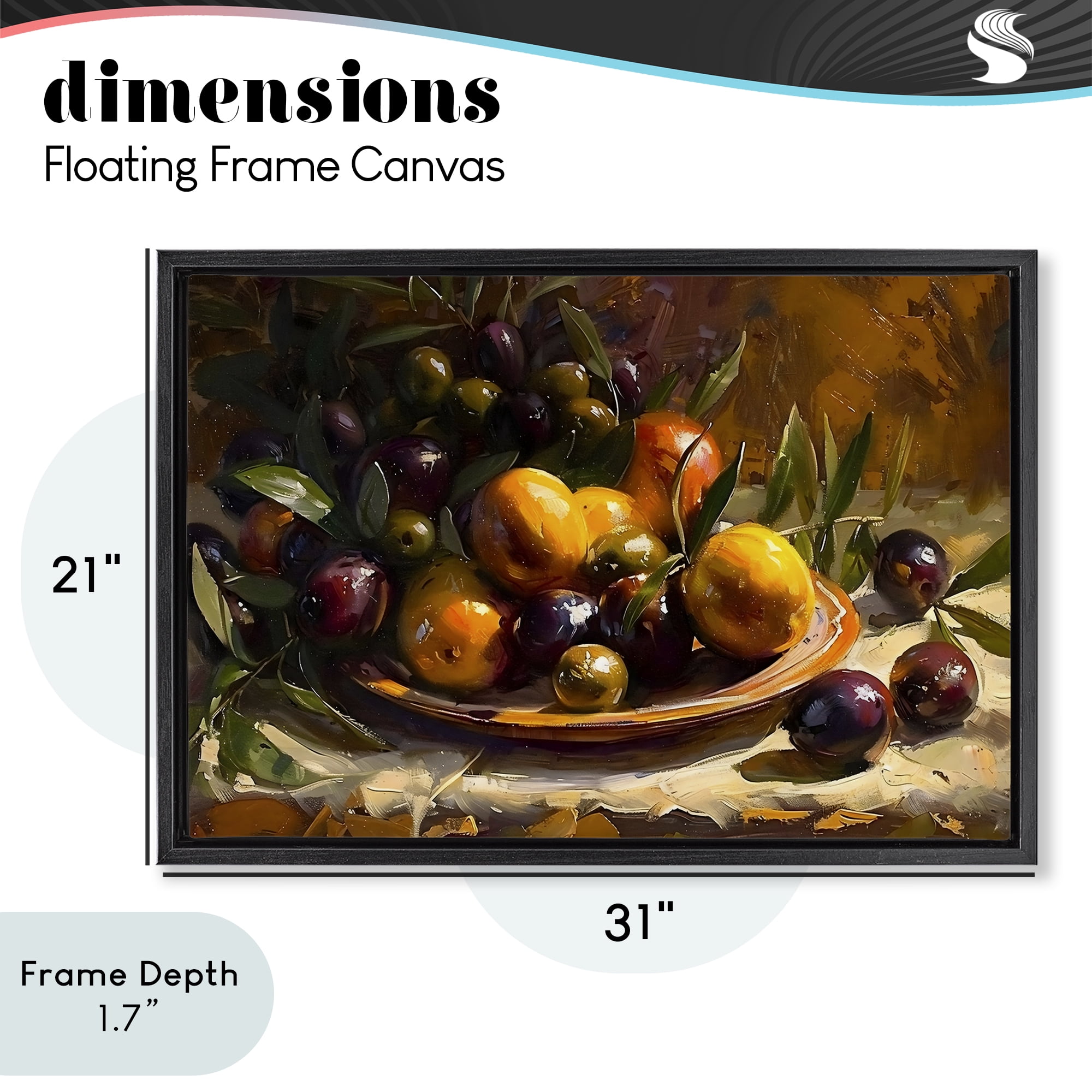 Stupell Industries Array of Olives & Citrus Black Framed Floater Canvas Wall Art, design by Creative Studio