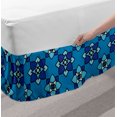 thumbnail image 2 of Abstract Bed Skirt, Floral Repeating Motifs Ethnic Tile Inspired Folklore Ornament Print, Elastic Bedskirt Dust Ruffle Wrap Around for Bedding Decor, 4 Sizes, Sea Blue Cobalt Blue, by Ambesonne, 2 of 2