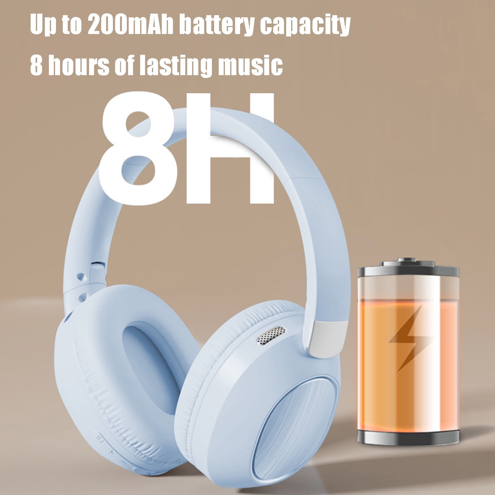Light Blue Head Mounted Wired And Wireless Dual Mode Foldable Bluetooth Headphones With Soft Headband Low Latency High Battery 5.4 For Sports And Gaming Light Blue