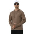 thumbnail image 3 of Satankud Men's UPF 50+ Long Sleeve Sunscreen Hoodie UV Sun Protection Hoodie with Thumbholes for Workout Fishing Hiking Sports Long Sleeve Hoodie Dark Khaki XL, 3 of 9