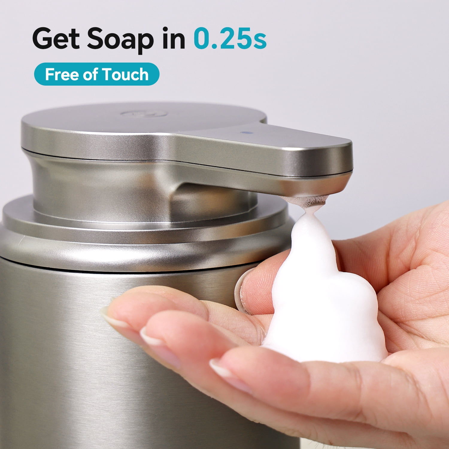 LAOPAO Automatic Soap Dispenser Touchless, Stainless Steel Rechargeable Foaming Soap Dispenser for Kitchen & Bathroom, Hands-Free Automatic Foaming Soap Dispenser, Xmas Gift, 10oz