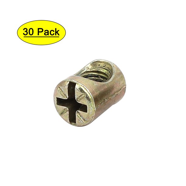 Uxcell M6x13mm Alloy Barrel Bolt Cross Dowel Slotted Furniture Nut for