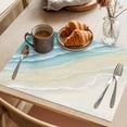 thumbnail image 3 of Teal Beach Coastal Placemats Set of 6 Summer Ocean Nautical Seaside Place Mats Indoor Wipeable Table Mats Washable Cloth Dining Table Placemats for Kitchen Holiday Party Home Decor 13x19 Inch, 3 of 9