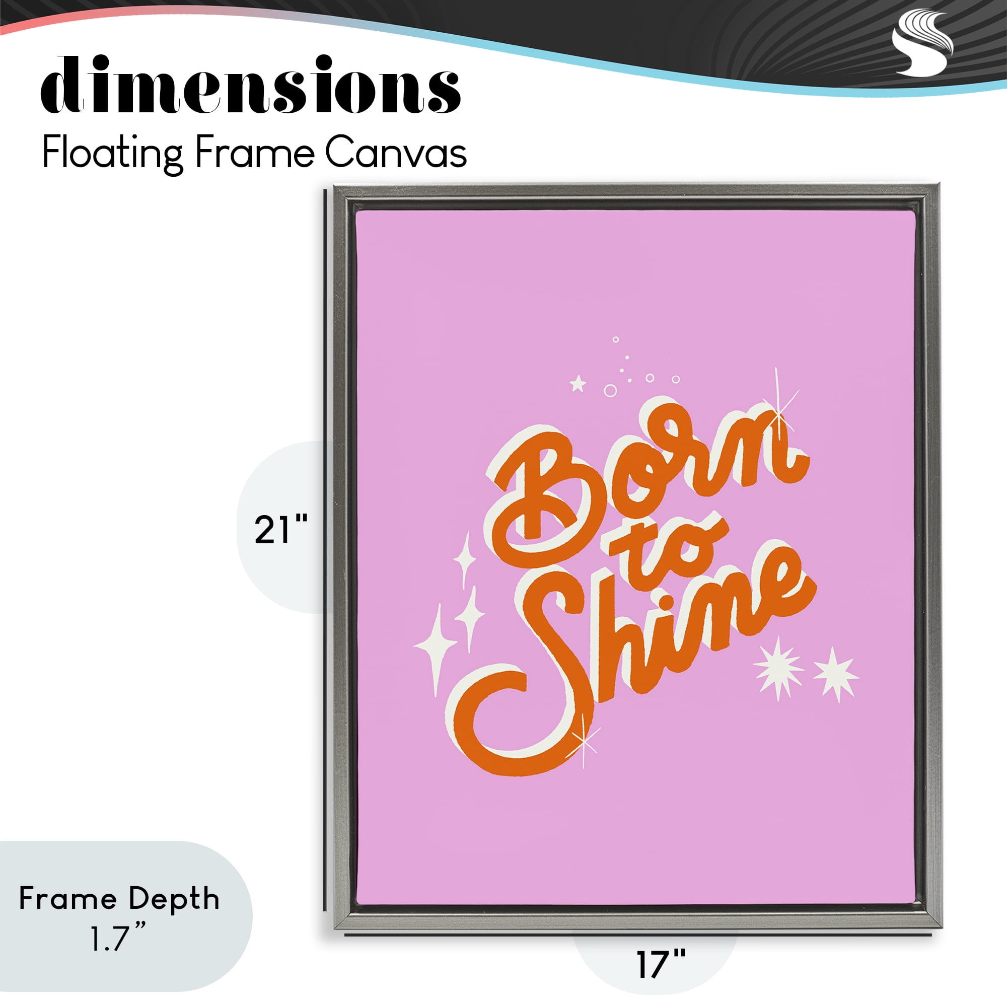 Stupell Industries Born To Shine on Pink Gray Framed Floater Canvas Wall Art, design by Indira Prieto | IndySign