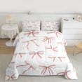 thumbnail image 2 of Homewish Teens Girls Female Cartoon Bowknot Full Size Comforter Sets 3-Piece,White Red Bedding Comforter Set,Abstract Geometric Stripes Lightweight Bedding Sets,Breathable Home Decor,Reversible, 2 of 8