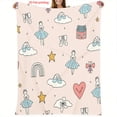 thumbnail image 5 of 1pc Flannel Blanket with Pink Background Featuring Ballerina, Clouds, Stars, Rainbow, and Heart Bow Print - Soft Warm Fleece Throw for Sofa, Office, Bed, Camping & Travel - Versatile All-Season Gift,, 5 of 10