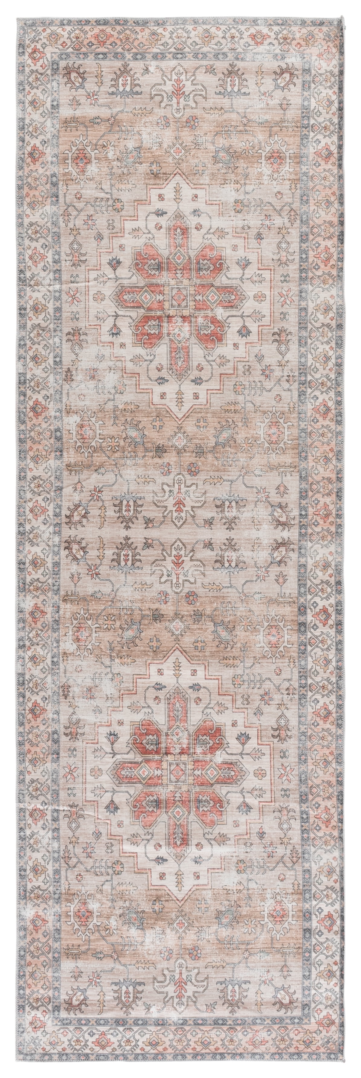 Safavieh Arizona Melvin Medallion Machine Washable Runner Rug, Sage/Rust, 2'6" x 8'