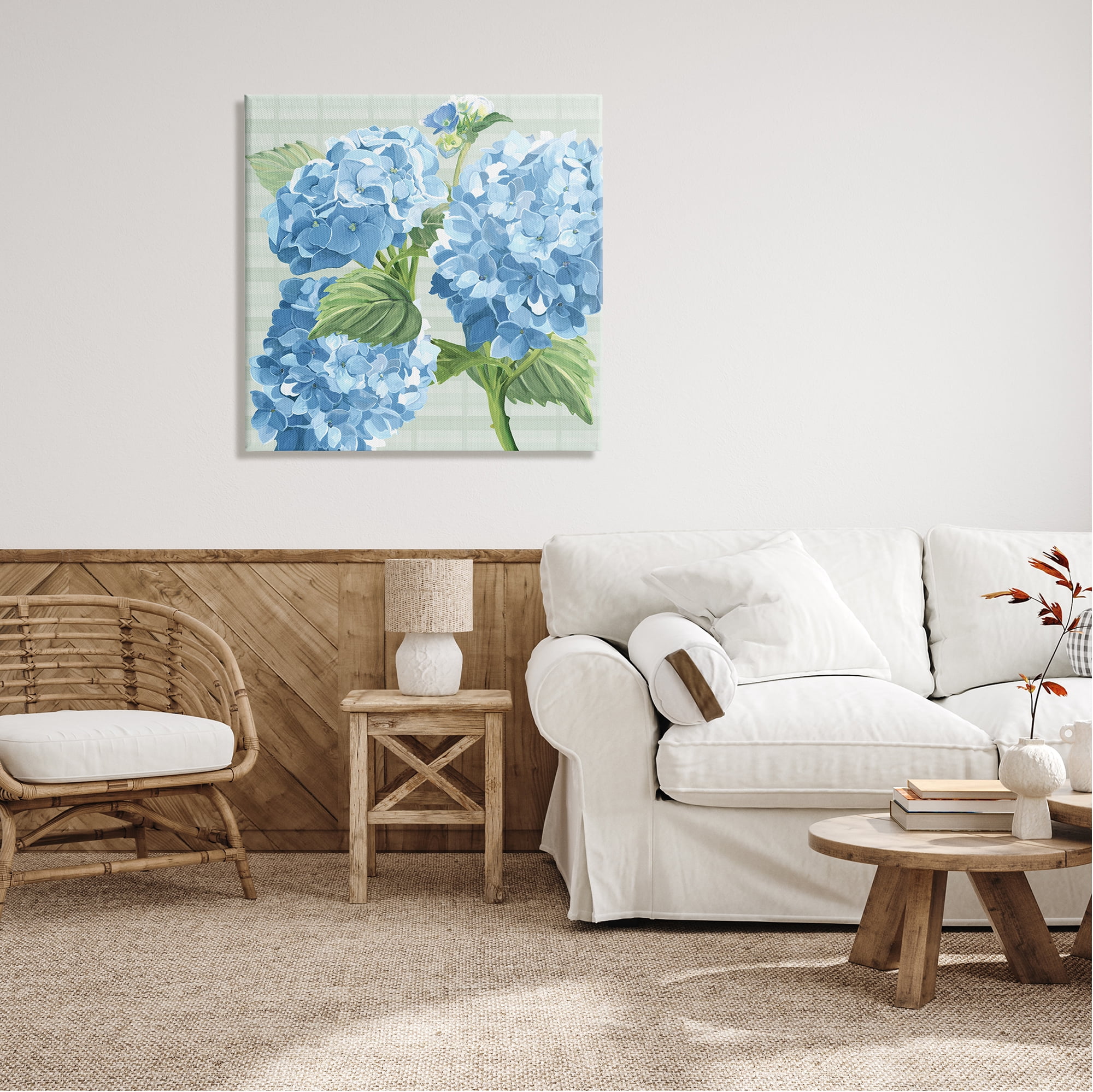 Stupell Industries Blue Hydrangea Blossoms Botanical & Floral Painting Gallery Wrapped Canvas Print Wall Art, 30 x 30