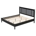 thumbnail image 3 of Christopher Knight Home Solid Wood King Bed Frame with Upholstered Headboard and High Base, Black+Dark Gray, 3 of 8