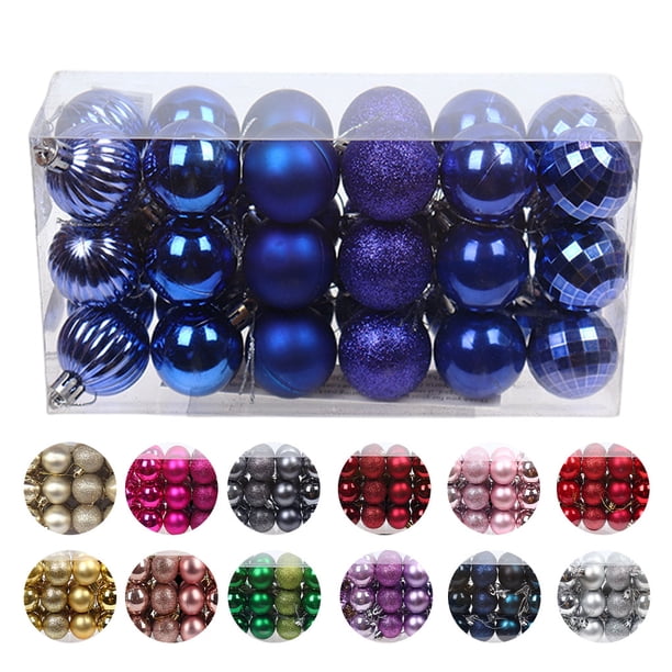 Matsuzay 30 piezas de bolas de Navidad adornos inastillables decoraciones para árboles de Navidad juego de bolas colgantes para decoración de fiesta de Kits de decoración para fiestas azul real Matsuzay HA007626-12B