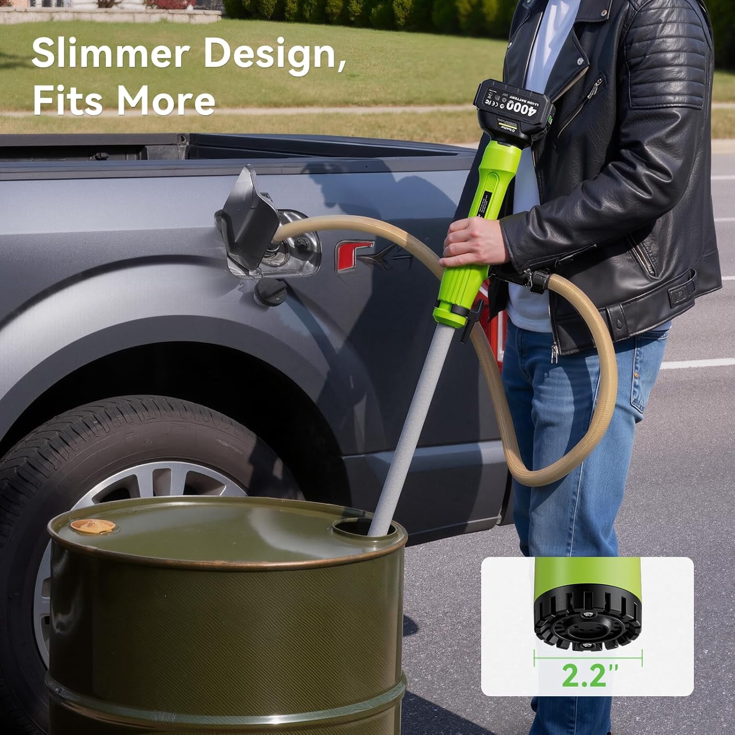 Taskstar Cordless Stick Transfer Pump for Water/Diesel, 2.2" Filter OD, 720GPH Fast Drain, Battery Powered 60-Min Runtime, 16FT Lift Head for Basement, Pool, Pond, Rain Barrels, Boat, Aquarium, RV