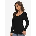 thumbnail image 5 of Women's Long Sleeve V-Neck T-Shirt - Fitted Basic Tee, Stretchy Sexy Tight Top, Solid Casual Shirt, 5 of 6