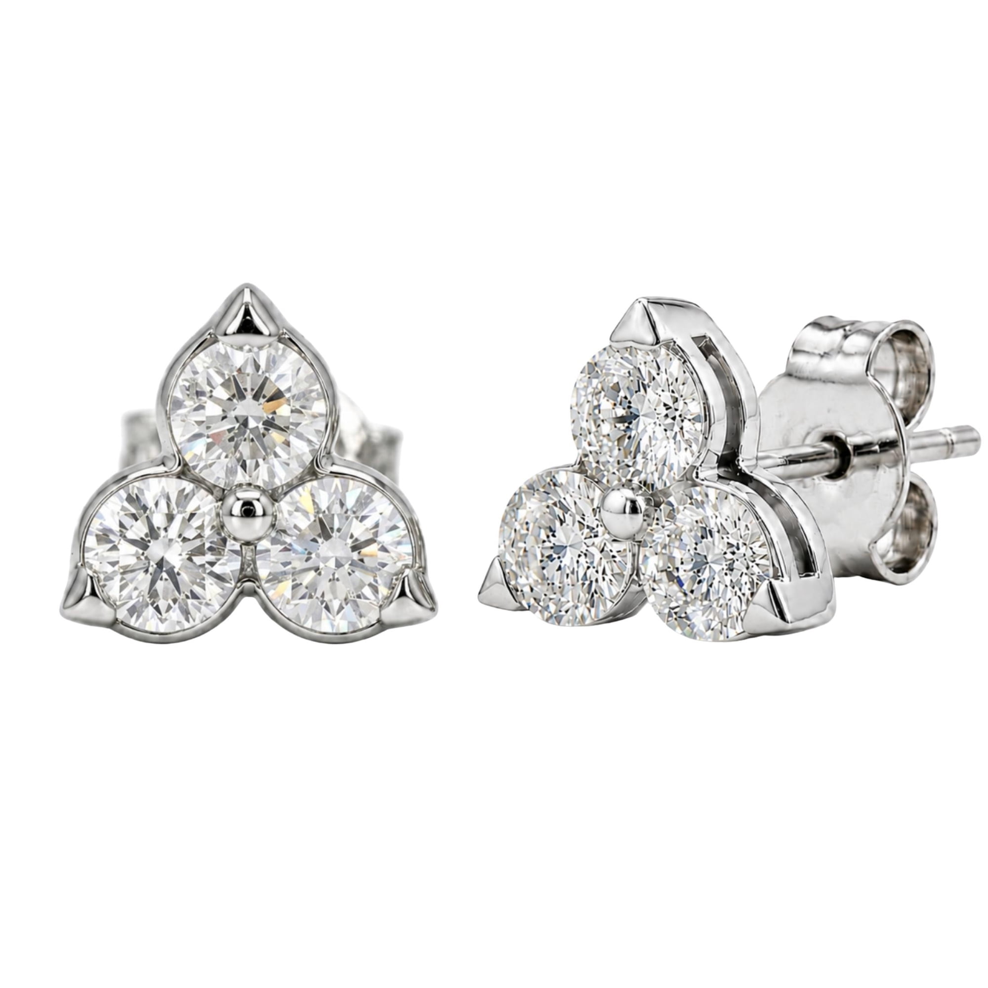Diamonair Lab-Grown Diamond Fashion Earrings for Women | 14K White Gold | Round Cut | Prong Setting, Push Back | F Color, VS+ Clarity | 0.25 Total Carat Weight