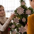 thumbnail image 6 of 36 Pack Snowflake Ornaments Plastic Glitter Snow Flakes Ornaments for Winter Christmas Tree Decorations Size Varies Craft Snowflakes, Rose gold, 6 of 8