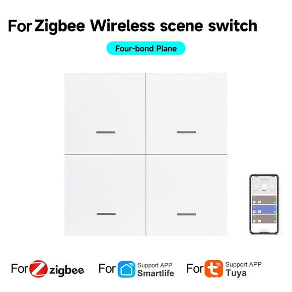 forTuya Smart Zigequation Scene Switch, 4 Gang, 12 Scene Switch, Push Button