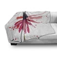 thumbnail image 3 of Watercolor Soft Flannel Fleece Throw Blanket, Summer Wildflower Blowing in the Wind Red Spotted Background Nature Inspired, Cozy Plush for Indoor and Outdoor Use, 50" x 70", Pink Black, by Ambesonne, 3 of 6