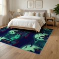 thumbnail image 3 of ODIKA 6'x9' Washable Area Rug Halloween Eerie Gothic Cemetery Tilted Tombstones Flying Bats for Family Room, Living Room, Master Bedroom, Non-Slip, Easy Care, 3 of 7
