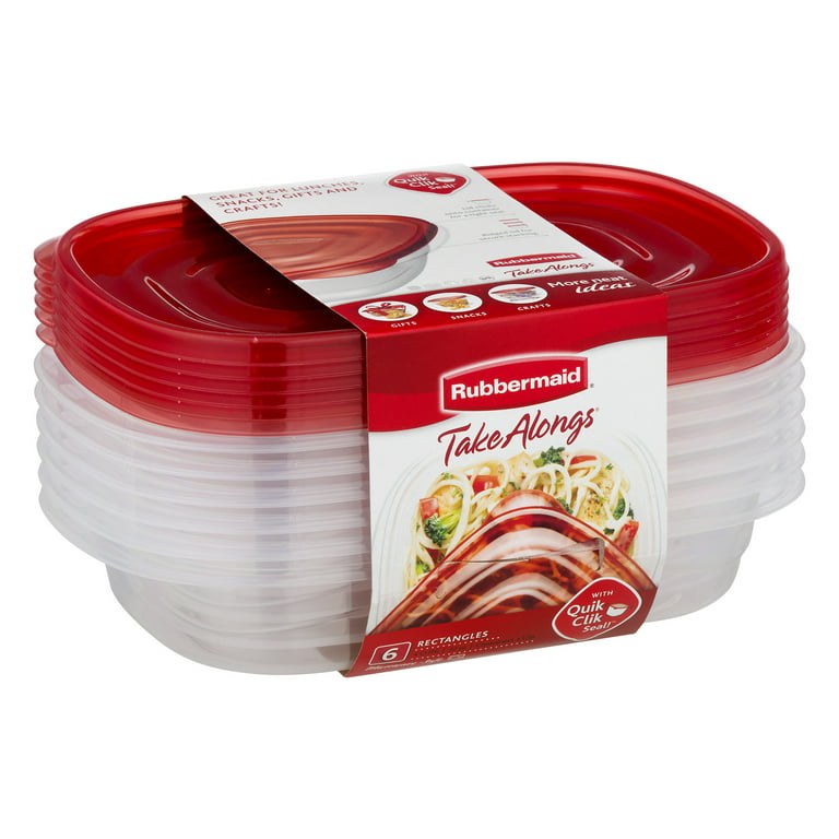 Rubbermaid TakeAlongs, 8 Cups, 2 Packs, Red, Plastic Deep Rectangle Food  Storage Containers