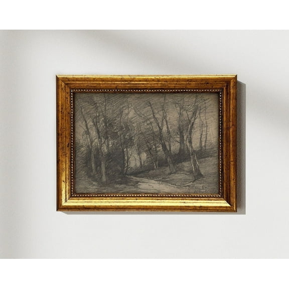 Moody Forest Landscape Sketch, Neutral Scenery Print, Rustic Decor, Wall Art, Modern Wall Decor, 8x12 UNFRAMED